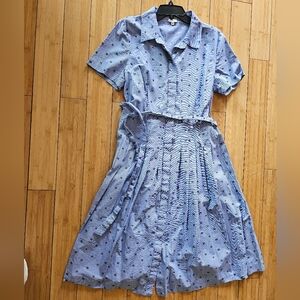Daniel Cremieux Blue Printed Midi Shirt Dress